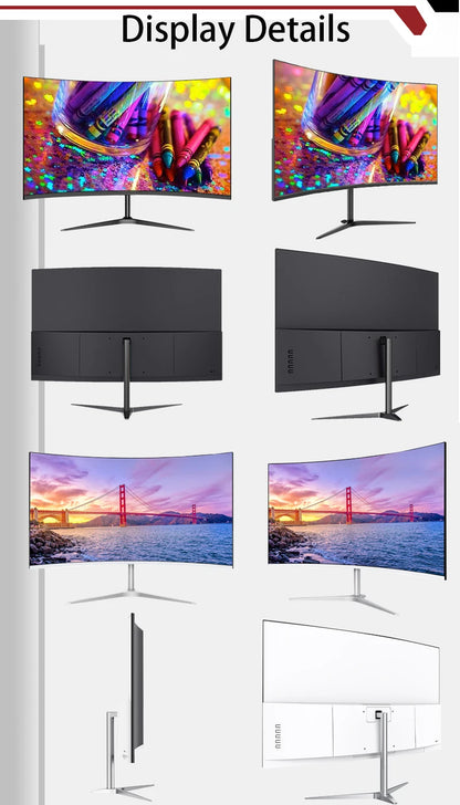 FYHXele 27 Inch Curved Gaming Monitor 100Hz 2ms VA Panel FHD 1080P LED LCD Desktop PC Computer Display