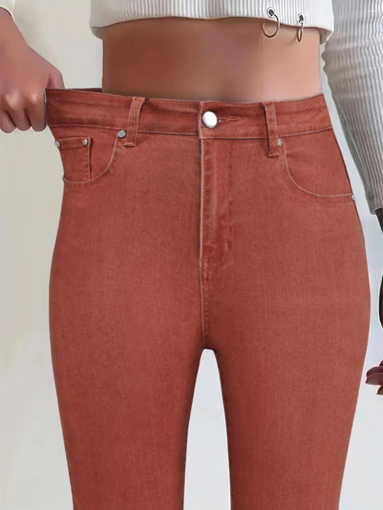 Women Pencil Pants Jeans Skinny Trousers High Waist Stretch Pockets Vintage Washed Female Streetwear Slim Full Length Denims