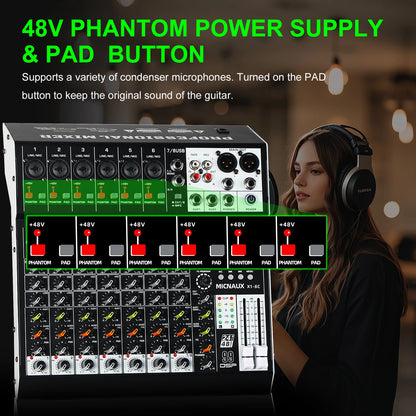 FULUODE X1-seriens ljudmixer med Bluetooth och 99 DSP-effekter
