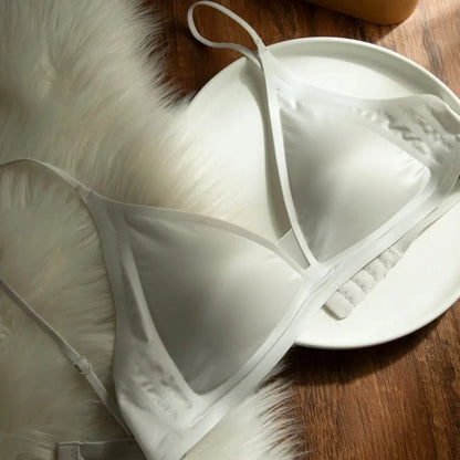 Thin Satin Wireless Deep V Bra Close-fitting Anti-sagging Push Up Underwear Traceless Gathered Breasts Seamless Bras Sport