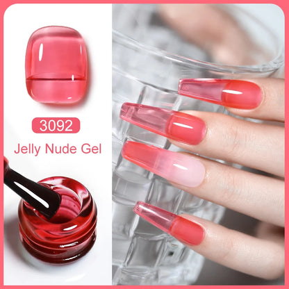 Clou Beaute Transparent French Gel Polish Translucent Nude Pink Red Jelly Glass Milky White Varnish Rainbow Color Nail Art