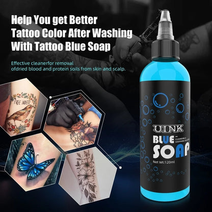 DQFART 120ml Blue Soap Green Soap Tattoo Cleaning Products Safe Can Be Used For The Human Body Professional Tattoo Artists Body Art Creative Designs Supplies Accessories