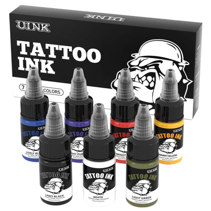 DQFART UINK Tatueringsbläck 7-pack 20ml – CPNP Vattenbaserat 36 Mån Hållbarhet Body Art Nybörjare & Proffs 2026