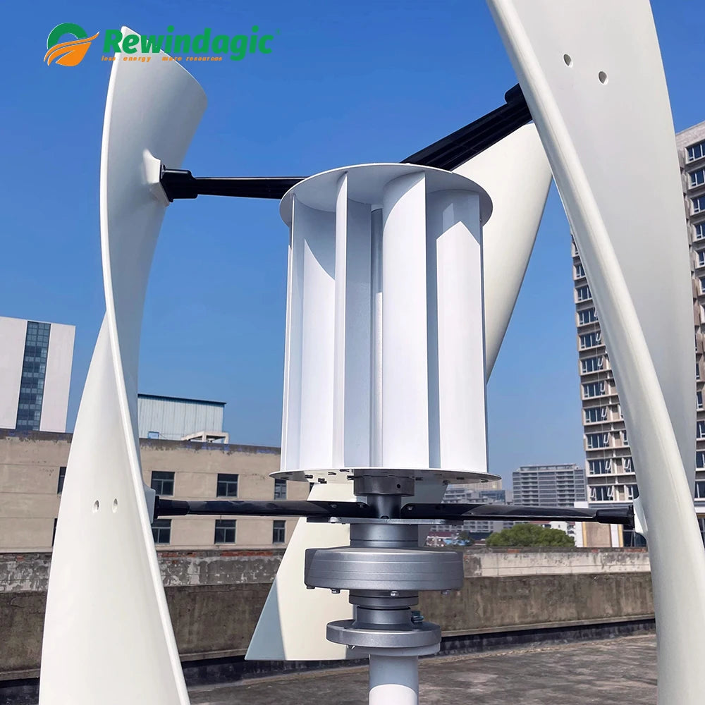 Vertikal Vindturbin 10kW/20kW 12V/24V/48V – Kärnlös Magnetlevitation Lågbullrig MPPT Hybrid Sol+Vind Off-Grid Hushåll