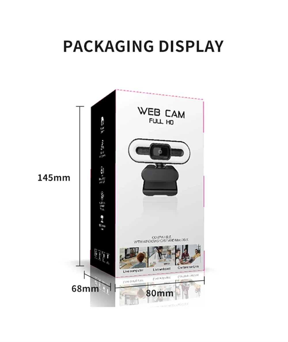 USB-webbkamera med mikrofon och utfyllnadsljus – 2K/4K-val