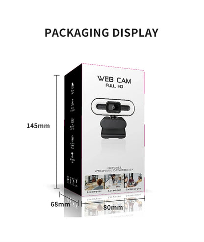 USB-webbkamera med mikrofon och utfyllnadsljus – 2K/4K-val