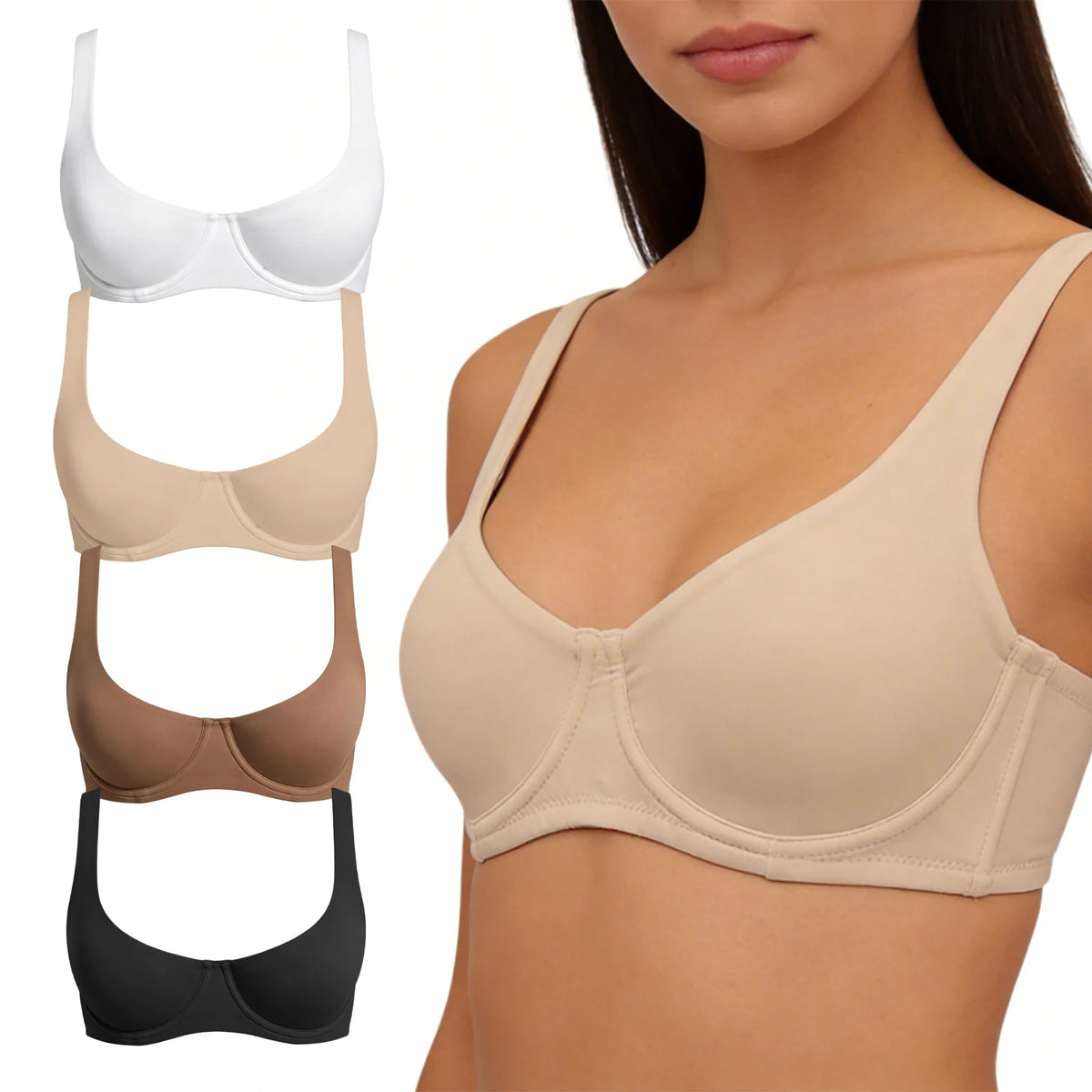 Osynlig ovadderad balconette sport-BH med bygel