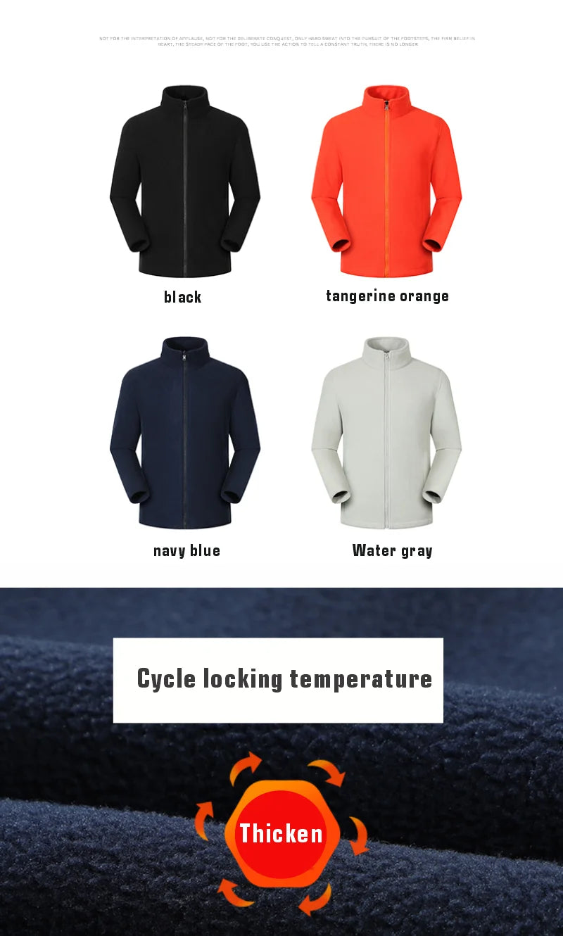 Custom Men Women's Fleece Thermal Hiking Jacket Outdoor Sports Climbing Trekking Camping Windbreaker Warm Coat For Men ﻿