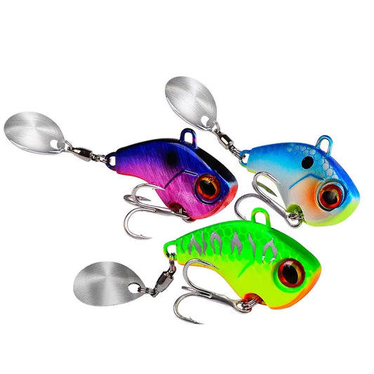 Fiskedrag med roterande funktion och metallvibration