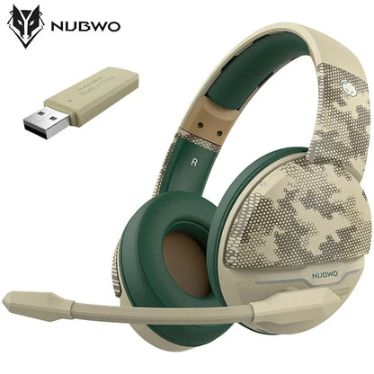NUBWO G08 Trådlöst Gaming Headset – 2.4GHz & Bluetooth 5.3 50mm RGB 34h Batteritid CE/FCC PS5 PS4 PC Camo Röd