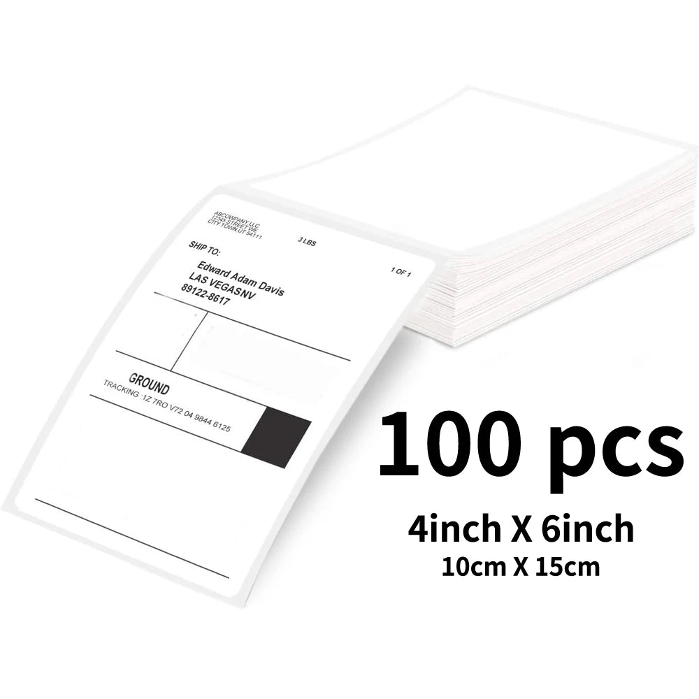 Termiska Etiketter 4x4" & 4x6" – Kompatibla med D200 D100 X4 – Vattentålig Rivtålig Bläckfri Frakt Kontor Hem 100/300/500-pack 2026