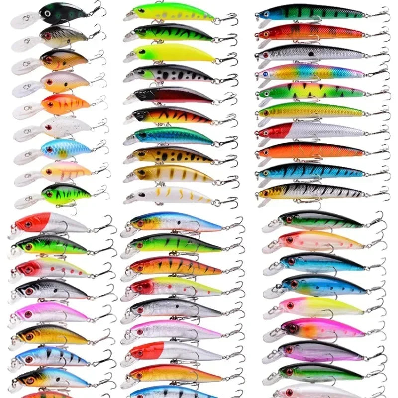 3/5/8PCS Fishing Lures Kit Minnow Popper Baits with Hooks Saltwater Freshwater Trout Bass Salmon Swimbait Fishing Accessories