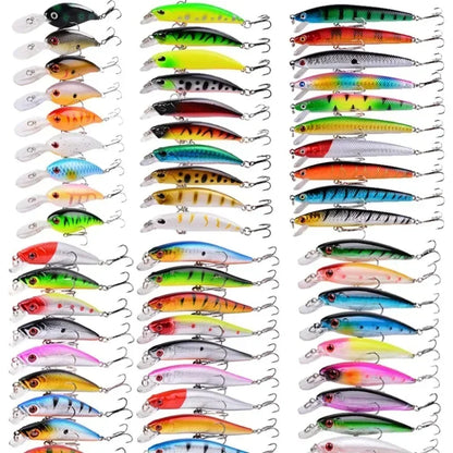 3/5/8PCS Fishing Lures Kit Minnow Popper Baits with Hooks Saltwater Freshwater Trout Bass Salmon Swimbait Fishing Accessories