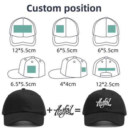 XD Professional Custom Design Printed or Embroidered Logo Name Letters For Men's T Shirts Baseball Caps Women Dad Hats Snapback