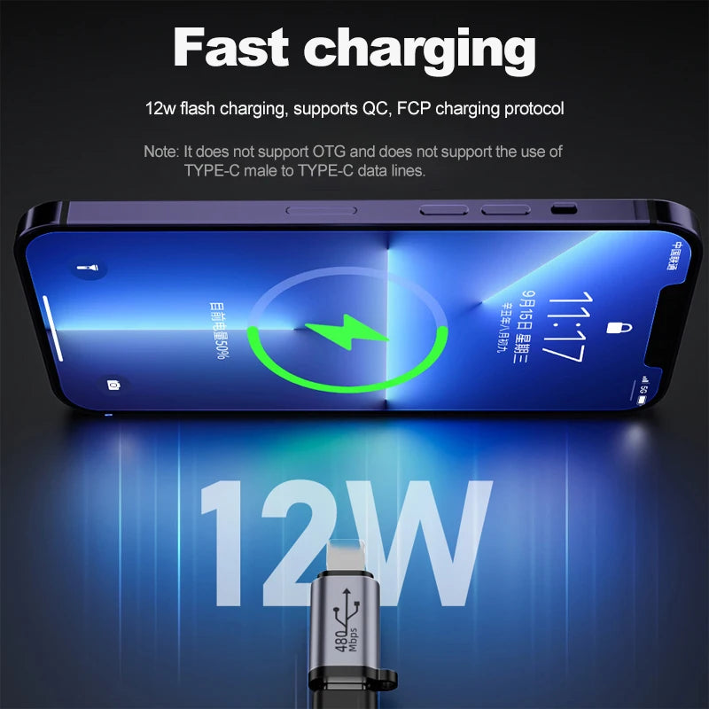 USB C To Lighning Adapter USB C Cable To IOS Fast Charging Connector Lighning Male to Type C Female Converter For iPhone