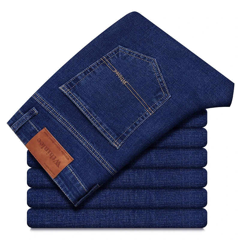 Business-jeans för herr – rak passform, stretch-denim, casual och kontor