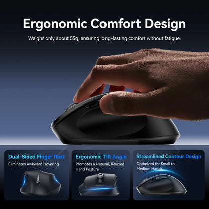 Vention Ergonomic Wireless Mouse Bluetooth 5.1 Dual-Mode USB 2.4G Mouse 4000 DPI 6 Buttons Mouse for PC MacBook Pro Tablet Mice