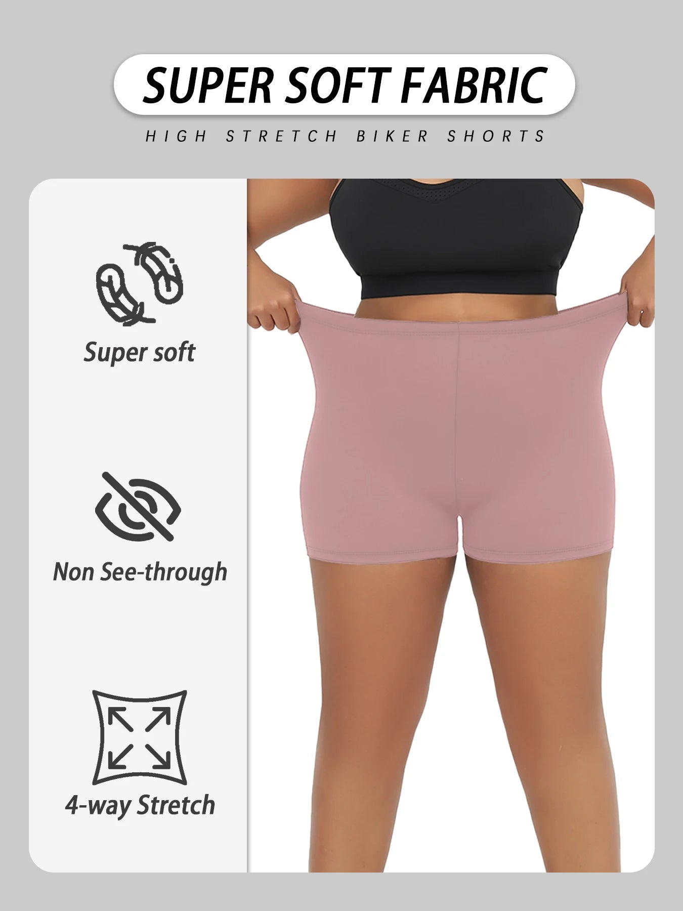 Dam Plus Size Biker Shorts Träning – Mjuk Högsträck Squat Proof Yoga Gym Fitness Knälång, 9 Färger 1XL–4XL
