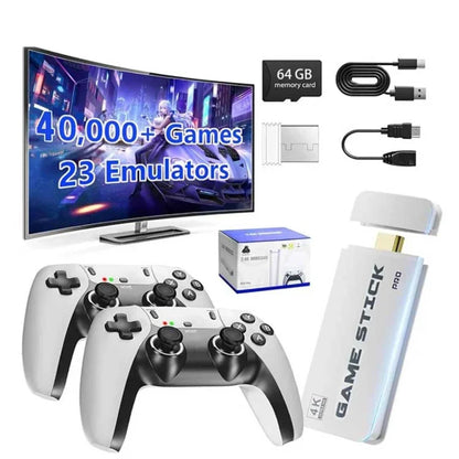 M15 4K TV Game Stick 64GB Retro Video Game Console, Built-in 4000+ Retro Games, 2.4G Wireless Game Controller, Supports 20+ Emulators