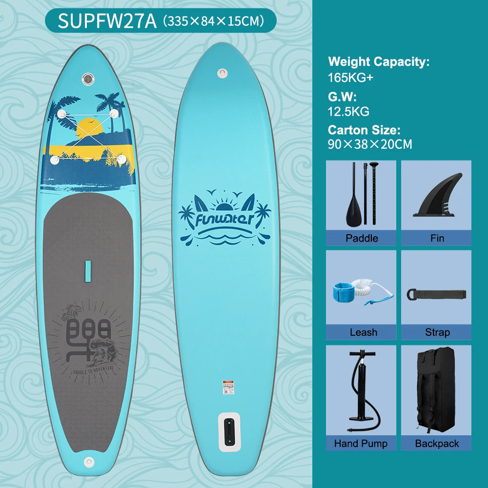 FunWater uppblåsbart SUP-bräde med tillbehör – flera storlekar