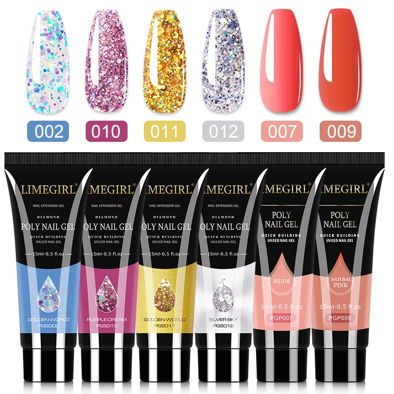 Poly Nail Gel Set 6/8PCS Poly Nail Gel Set For Nail Extension Transparent Brown Finger Quick Building Gel Poly Extension Gel Set