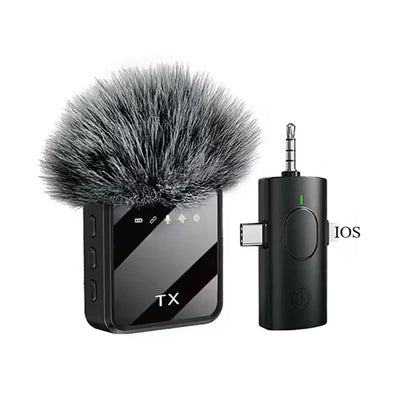 Mini Wireless Microphone for iPhone Android Cameras Wireless Microphone for Interviews Vlog Noise Cancelling Lavalier Microphone