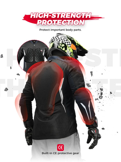 Motorcycle Riding Jacket Summer Breathable Men Women with 7Pcs Set CE Protective Gear Soft Mesh Body Protector Moto  Equipment