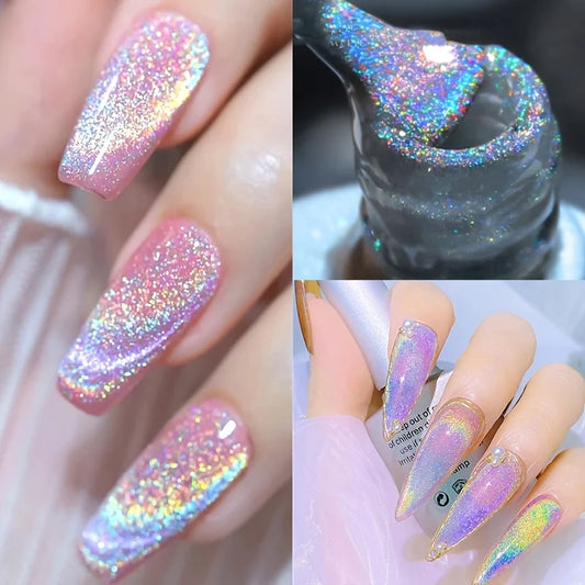 8 ml regnbågsfärgat magnetiskt gellack med gel
