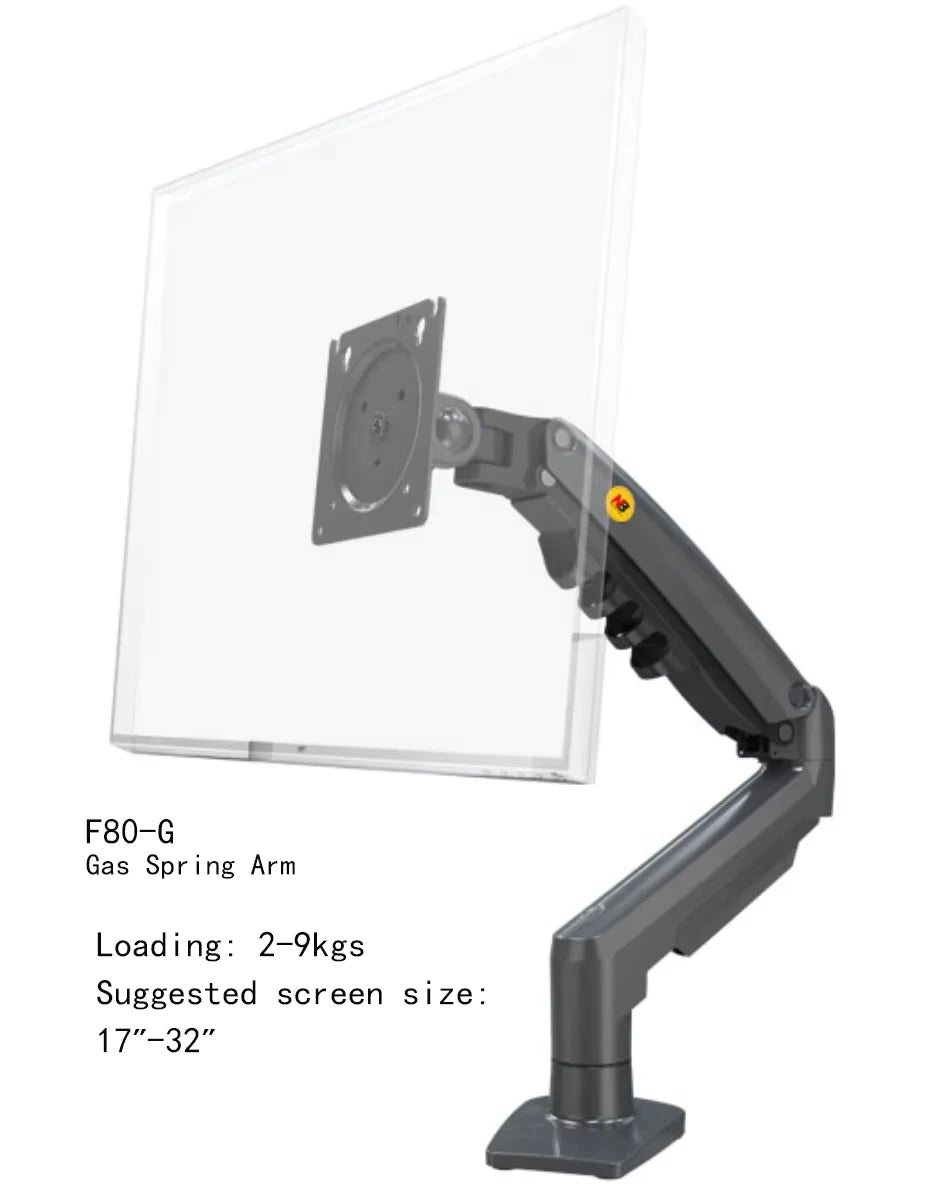 NB NORTH BAYOU F80 A5 Desktop Gas Spring 17-30" LCD LED Monitor Holder Mount Arm Full Motion Display Stand Loading 2-9 Kgs
