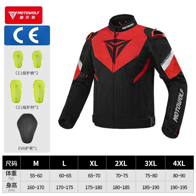 Motorcycle Jacket Summer Breathable Moto Riding Jacket Wear-resistant Motorbike Jacket Detachable protective equipment
