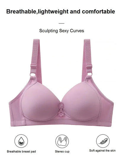 Comfortable Breathable Women Brassiere Beautiful Back Underwear Bra Thin Section Glossy Without Steel Ring Gathered Ladies Bras