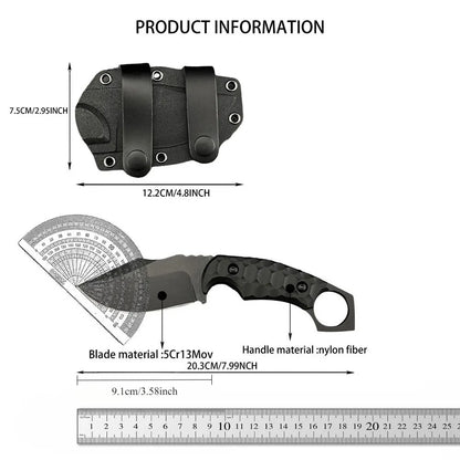 Multi-Purpose Fixed-Blade Knife, 5Cr13MoV Steel Nylon Fiber Handle with Sheath – Great for Jungle Survival and Outdoor Camping