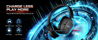 NUBWO HG04 Trådlöst Gaming Headset – Dubbel 2.4GHz & Bluetooth 5.3 80h Batteritid 3 EQ-lägen Riktad Mikrofon PS5 PC Xbox Switch