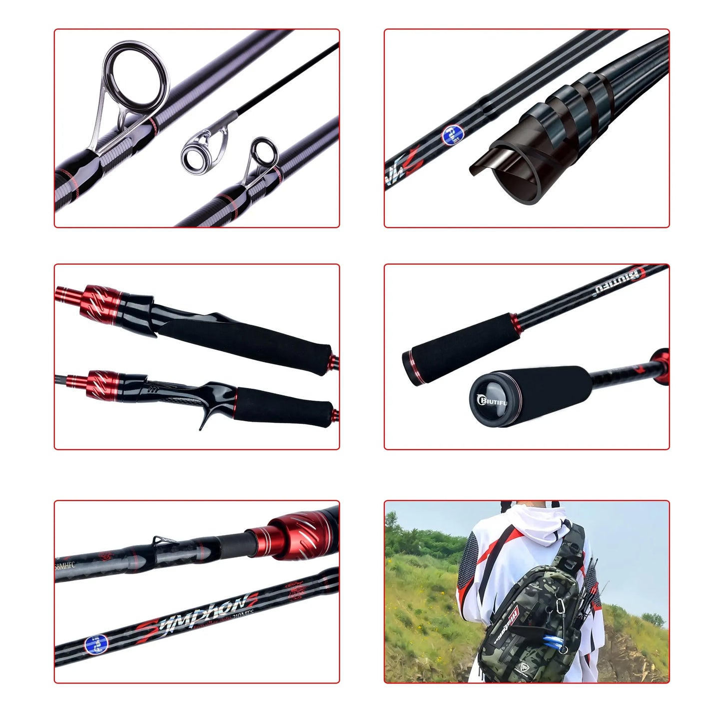 BIUTIFU Premium Resespö med Fuji-ringar – T800 Kolfiber, Spinning & Casting 1.8–3.0m