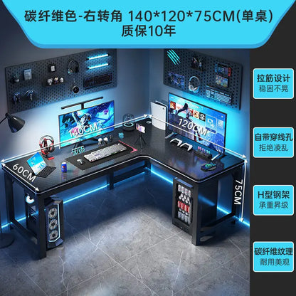 Corner Gaming Table Computer Desk Double Desktop for Home Student Bedroom Small Apartment Space Saving Workstation