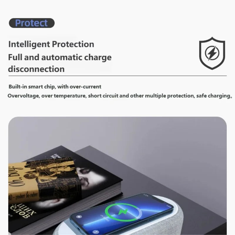 4-in-1 Wireless charger with LED Watch, Alarm Clock, Temperature Display, Night Light, 15W QC3.0 Fast Charge
