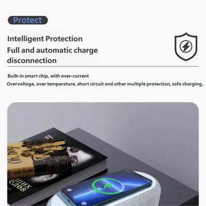 4-in-1 Wireless charger with LED Watch, Alarm Clock, Temperature Display, Night Light, 15W QC3.0 Fast Charge