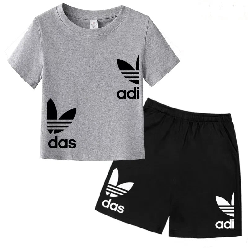 New Children Letter-Print Summer T-shirt Boy Girl Toddler3-12Years Short-Sleeved+Shorts Charming Casual Fashion Sports Brand Set