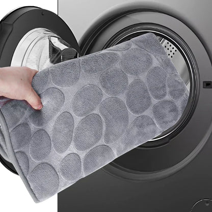 80x80cm New L-shaped Bath Mat Cobblestone Memory Foam Super Absorbent Non-Slip Corner Mat for Bathroom Shower Toilet Home Decor