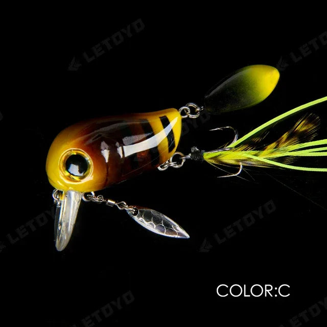 Micro Tappy Fishing Lures Artificial Hard Baits Crank Wobblers Tongue Plate Spinning Spoon with Feather Rotates Trout fish Bait