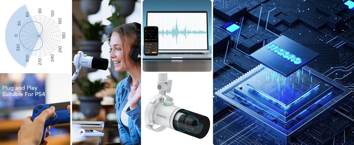 MAONO PD200X RGB Gaming Microphone Dynamic Microphone USB/XLR Dual Mode Microphone Podcast Mic RGB XLR/USB Gaming Podcasting Mic