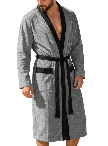 Herr Morgonrock Lång Jacquard – Mjuk Europeisk Stil Plus Size, 7 Färger M–2XL