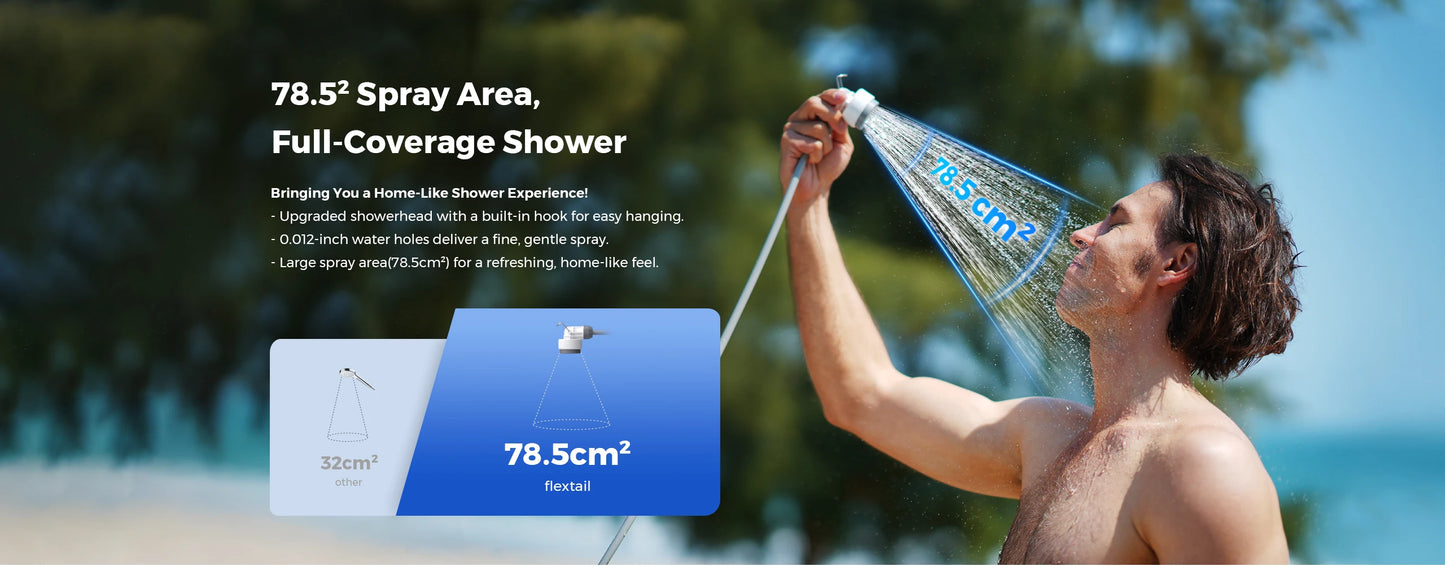 FLEXTAIL TINY SHOWER – Portabel Elektrisk Campingdusch, IPX7, 2500mAh, USB-C, 2 Lägen