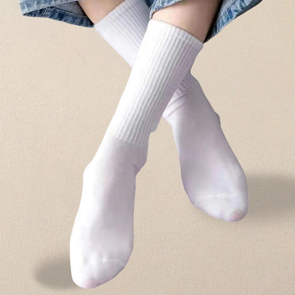 1/510 Pairs Women Solid Color Socks Simple Versatile Fashionable Socks Antibacterial Odor Resistant Breathable Comfortable Socks