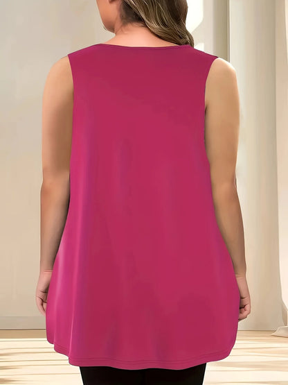 Plus Size Women's Solid Color Tops 1XL-5XL Casual Loose Basic Tee Versatile for Daily Commute & Layering