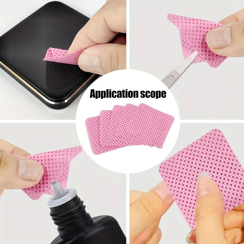 50 Lint-Free Nail Wipes, Super Absorbent Nail Wipes for Removing Gel Polish, Eyelash Extensions, and Nail Preparation (White Pink)