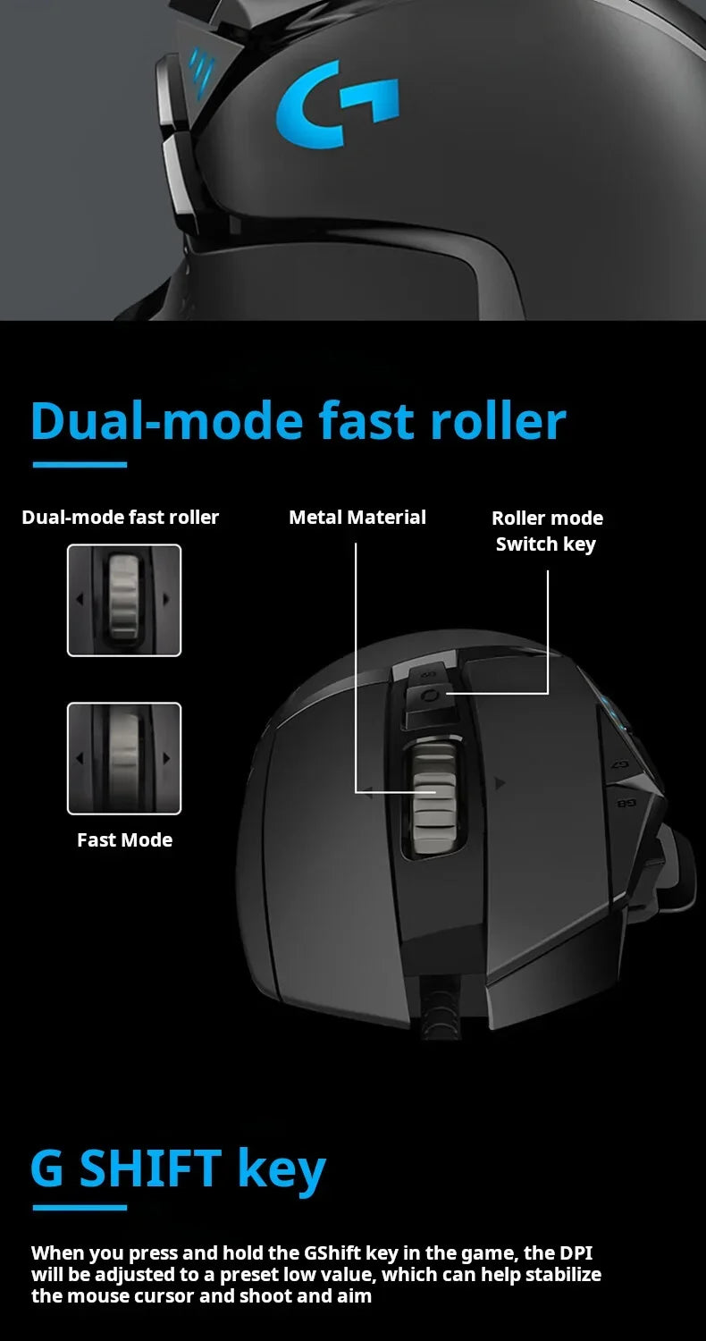 Logitech G502 HERO Cable Game Mouse E-Sports Eating Chicken Mechanical Mouse RGB Light Can Be Balanced To Eat Chicken Macro Prog