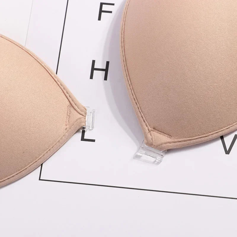 1/2Pcs Sexy Women Invisible Push Up Bras Reusable Adhesive Self-Adhesive Silicone Front Closure Sticky Bra Black Skin Strapless