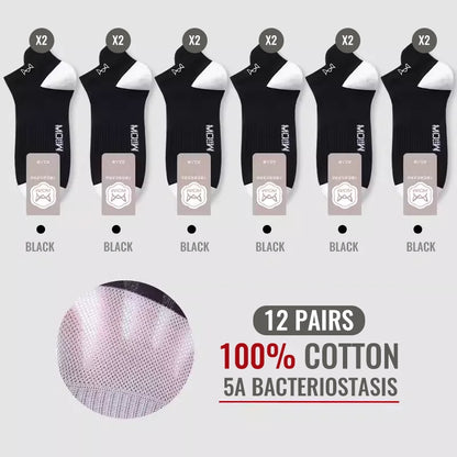MiiOW Herr Ankelstrumpor 100% Bomull – 6- eller 12-pack, Deodorant, Antibakteriell, Hälskydd