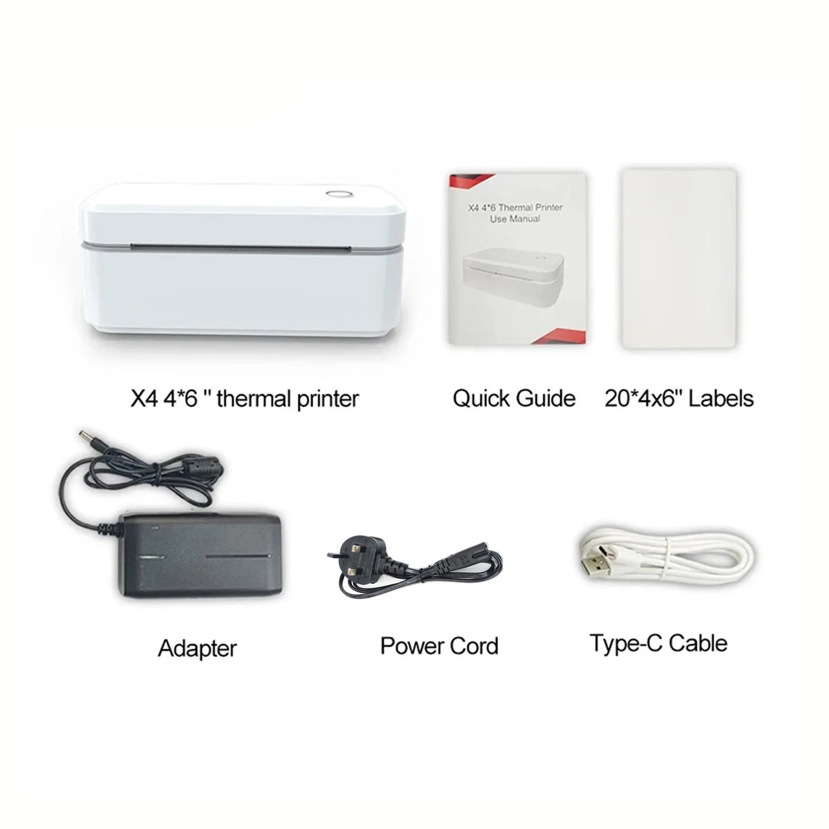 Marklife X4 Termisk Etikettskrivare – 4x6" Fraktetiketter Bluetooth Automatisk Igenkänning 110mm Vit Svart EU US UK 2026
